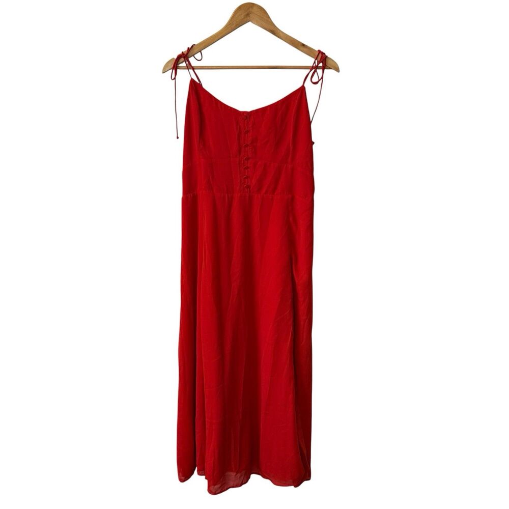 Abercrombie & Fitch Red Midi Tie-Shoulder Dress